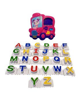 Leap Frog Fridge Phonics Magnetic PINK School Bus Alphabet Set COMPLETE